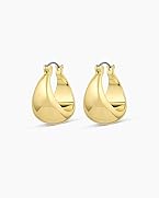 gorjana - Banks Hoops 9/16" Width - 18k Gold Plated - Stylish Teardrop Design - Enhances Any Ensemble - Lightweight Comfort - Versatile Day-Night Wear - Gift Making - Secure Hinge Closure