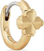 Kate Spade New York Brass Spade Flower Huggies, Gold, Fashion Jewelry, Brass and Cubic Zirconia, Hoop Style Earrings